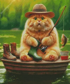 Cute Fat Orange Cat Diamond Painting