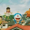 Cute Flying Doraemon Diamond Painting