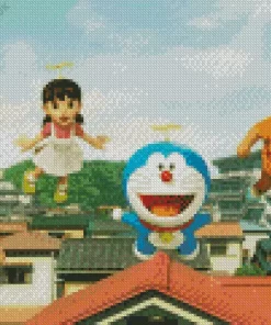 Cute Flying Doraemon Diamond Painting