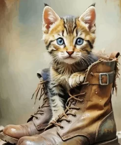 Cute Puss In Boots Art Diamond Painting