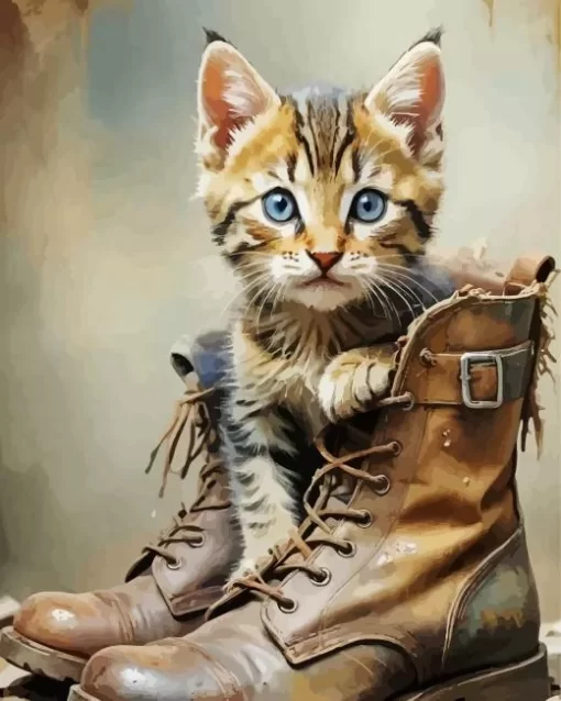 Cute Puss In Boots Art Diamond Painting