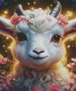 Cute White Goat Diamond Painting