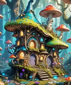 Fairy Mushroom House Diamond Painting