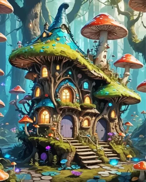 Fairy Mushroom House Diamond Painting