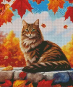 Fallen Leaves Cat Diamond Painting