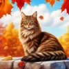 Fallen Leaves Cat Diamond Painting