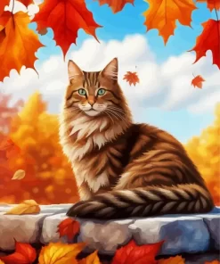 Fallen Leaves Cat Diamond Painting