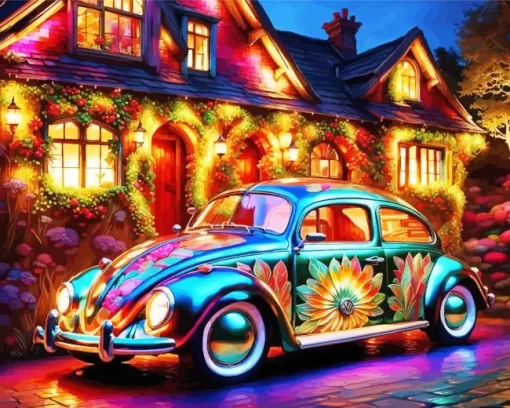 Floral Volkswagen Diamond Painting