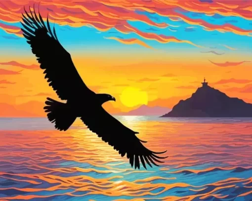 Flying Eagle Silhouette Diamond Painting