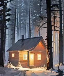 Forest Winter Night Art Diamond Painting