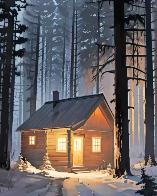 Forest Winter Night Art Diamond Painting