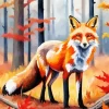 Fox In Fall Art Diamond Painting