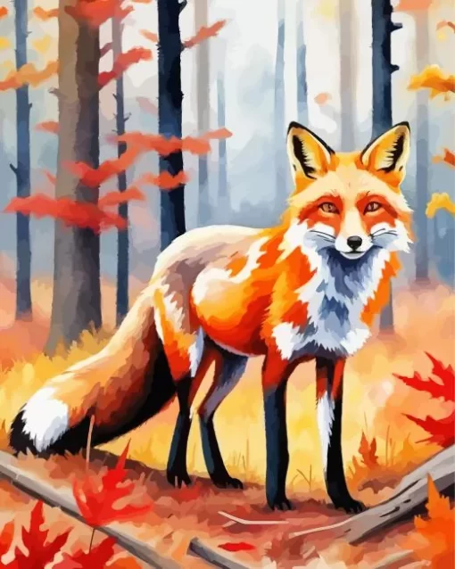 Fox In Fall Art Diamond Painting