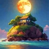 Full Moon Fantasy Island Diamond Painting