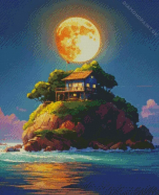 Full Moon Fantasy Island Diamond Painting