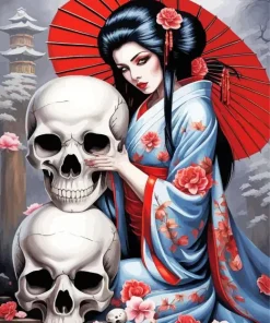 Girl And Skulls Diamond Painting