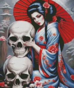 Girl And Skulls Diamond Painting