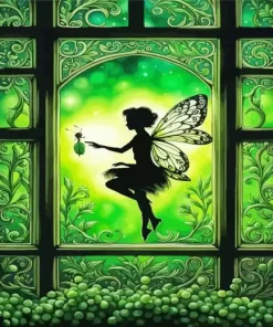 Green Fairy Silhouette Diamond Painting