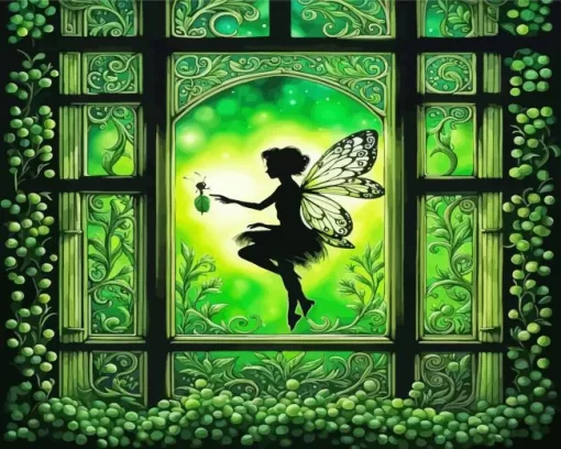 Green Fairy Silhouette Diamond Painting