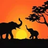 Happy Elephants In Sunset Diamond Painting