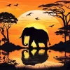 Jungle Elephants Silhouette Diamond Painting