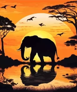 Jungle Elephants Silhouette Diamond Painting