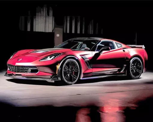 Red And Black Corvette Diamond Painting