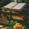 Vintage Books And Rose Diamond Painting