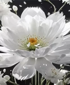 White Flower Art Diamond Painting