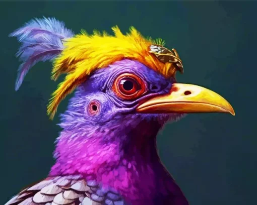 Yellow And Purple Bird Diamond Painting