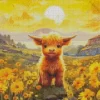 Yellow Fluffy Cow Diamond Painting