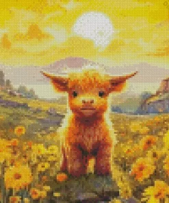 Yellow Fluffy Cow Diamond Painting