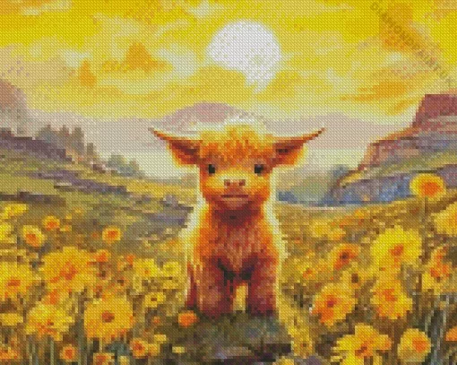 Yellow Fluffy Cow Diamond Painting