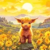 Yellow Fluffy Cow Diamond Painting