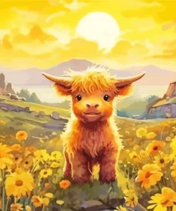 Yellow Fluffy Cow Diamond Painting