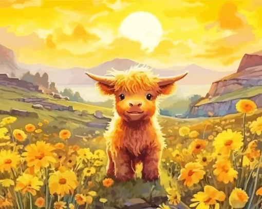 Yellow Fluffy Cow Diamond Painting