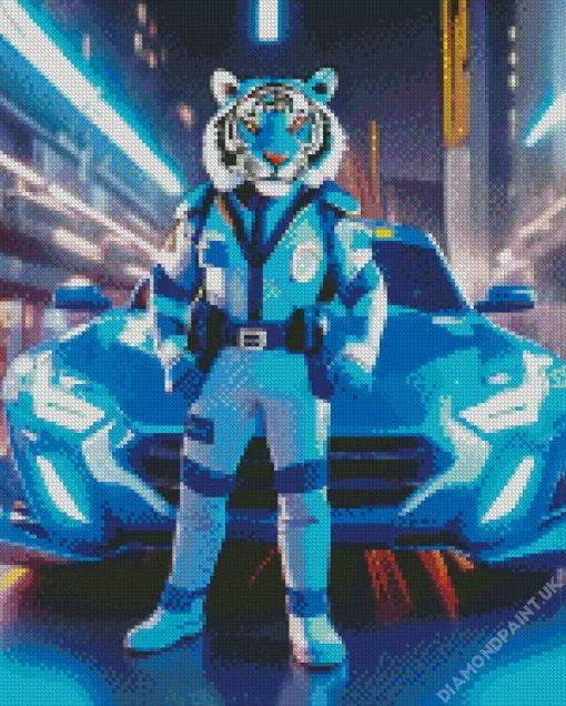 Anime Blue Tiger Diamond Painting