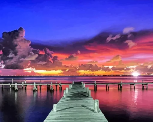 Beach Boardwalk Sunset Diamond Painting