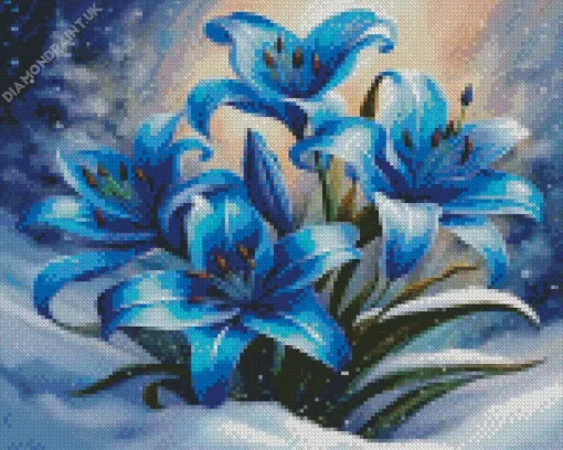 Blue Lilies Diamond Painting