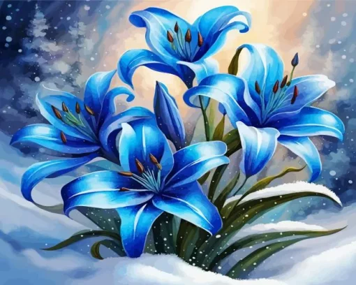 Blue Lilies Diamond Painting