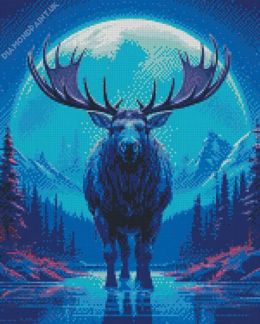 Blue Moose Diamond Painting