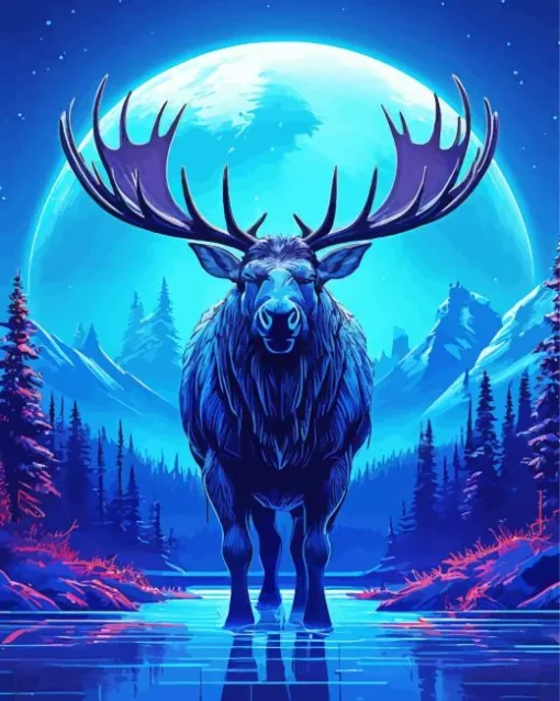 Blue Moose Diamond Painting