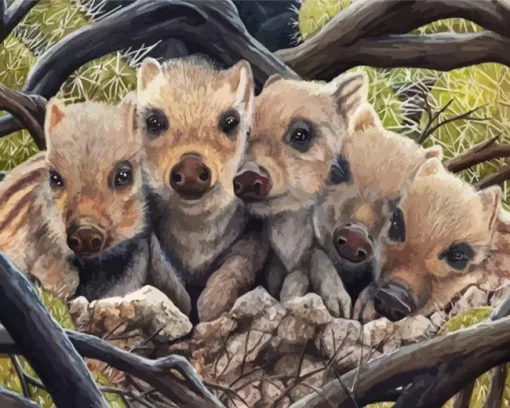 Boar Babies Diamond Painting