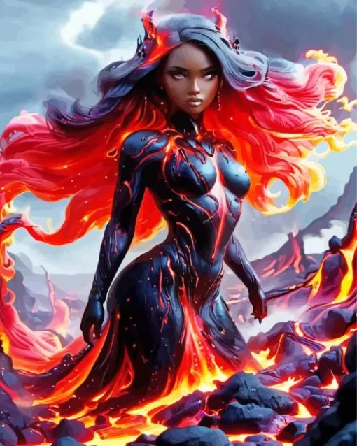 Burning Lava Woman Diamond Painting