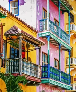 Colombia Bogota Colorful Houses Diamond Painting