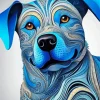 Aesthetic Blue Dog Diamond Painting