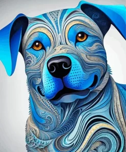 Aesthetic Blue Dog Diamond Painting