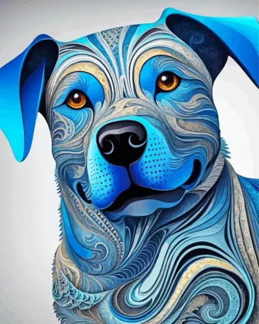 Aesthetic Blue Dog Diamond Painting