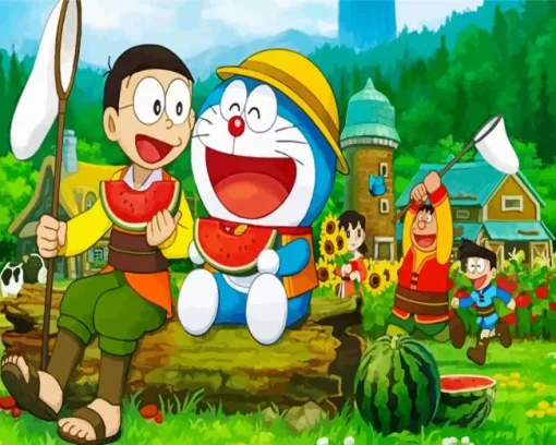 Anime Nobita And Doraemon Diamond Painting