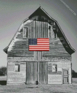 Barn With American Flag Diamond Painting